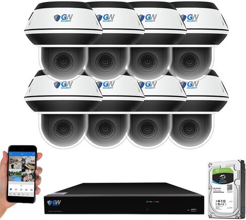 GW Security 16 Channel 8MP 4K 5X Motorized Zoom PTZ Security Camera System | UHD 12MP NVR With (8) 4K Face Recognition Human & Vehicle Detection 5X Optical Zoom Two-Way Audio IP PoE Pan Tilt Zoom Camera in Kuwait