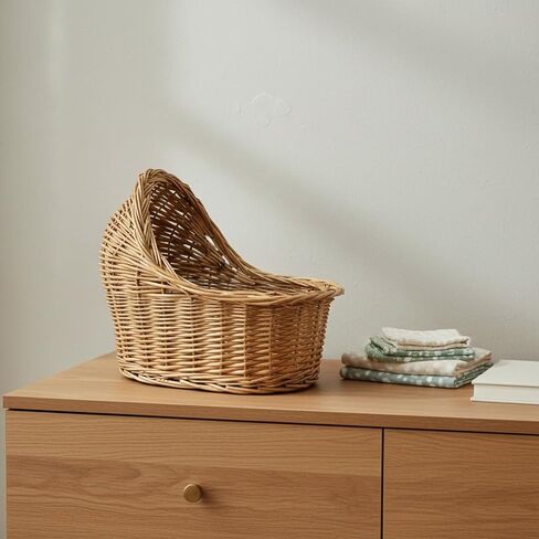Wicker Woven Pet Bed Creative Design Woven Animal Basket Cozy & Comfortable Infant Basket Photography Prop for Nursery, S in Saudi Arabia