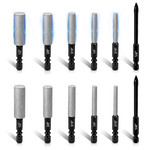 16PCS Diamond Drill Bit Set, Dry Drilling Wax Core, 2 Pilot Bits | 35mm Extended Diamond Brazed Grinding Surface, 1/4" Hex Shank, Tile Drill Bits for Glass, Ceramic, Porcelain, Marble, Granite in Saudi Arabia