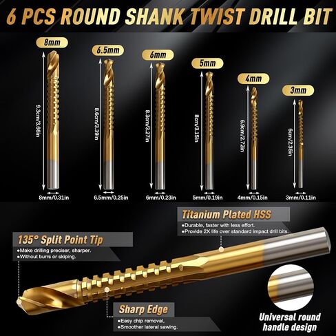 35 PCS Drill Bits Set, 3 Step Drill Bits, 13 Twist Drill Bits, 6 Taps(M3-M10) and 6 Screw Extractors, High Speed Steel Drill Bit Kit Titanium Coated Bits for Plastic Wood Metal, with Storage Bag in Saudi Arabia