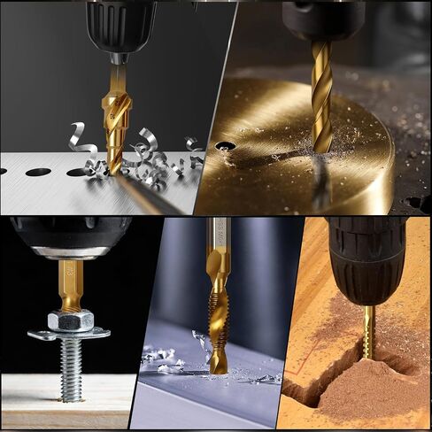 35 PCS Drill Bits Set, 3 Step Drill Bits, 13 Twist Drill Bits, 6 Taps(M3-M10) and 6 Screw Extractors, High Speed Steel Drill Bit Kit Titanium Coated Bits for Plastic Wood Metal, with Storage Bag in Saudi Arabia