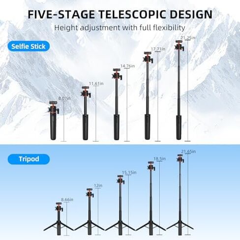 21" Action 6 Camera Tripod, Magnetic Quick Release Adapter Selfie Stick Extended Pole Handle Grip for Action 6 Grip Kit (with Metal Cage), Aluminum Alloy Camera Handle Bundle in Kuwait