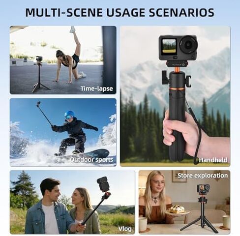 21" Action 6 Camera Tripod, Magnetic Quick Release Adapter Selfie Stick Extended Pole Handle Grip for Action 6 Grip Kit (with Metal Cage), Aluminum Alloy Camera Handle Bundle in Kuwait