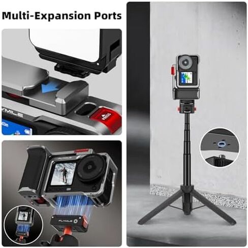 21" Action 6 Camera Tripod, Magnetic Quick Release Adapter Selfie Stick Extended Pole Handle Grip for Action 6 Grip Kit (with Metal Cage), Aluminum Alloy Camera Handle Bundle in Kuwait