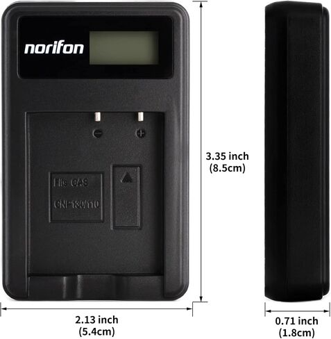 شاحن USB Norifon NP-110 LCD لـ Casio Exilim EX-FC200S، EX-Z3000 | متوافق مع كاسيو اكسيليم EX-ZR10، EX-ZR15، EX-ZR20، Exilim Zoom EX-Z2000، EX-Z2200، EX-Z2300 in Kuwait