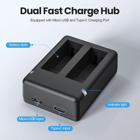 2 Packs 1800mAh Batteries for Insta 360 Ace Pro | Compatible with Insta360 Ace/Ace Pro Camera, with Dual Fast Charge Hub in Saudi Arabia