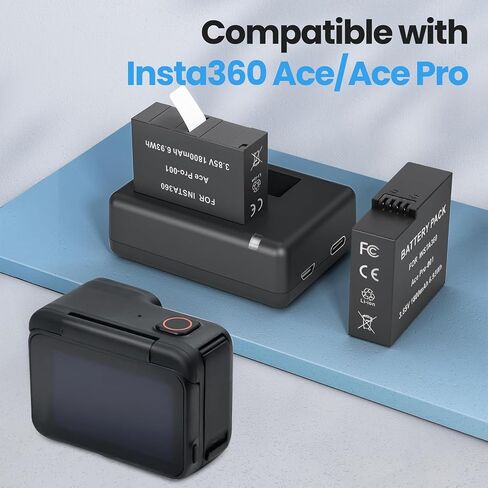2 Packs 1800mAh Batteries for Insta 360 Ace Pro | Compatible with Insta360 Ace/Ace Pro Camera, with Dual Fast Charge Hub in Saudi Arabia
