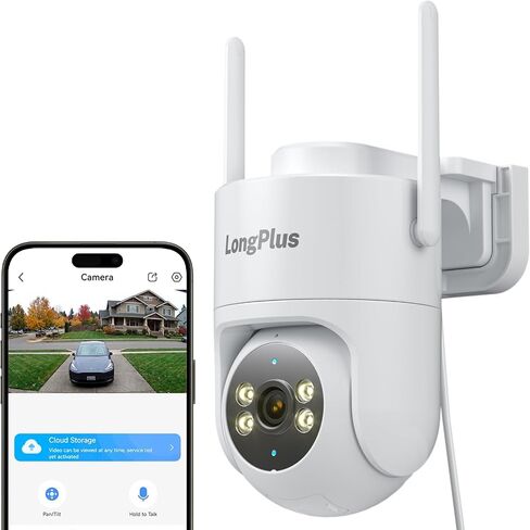 LongPlus Security Camera Outdoor 8MP 4K Pan Tilt WiFi Camera | Auto Tracking, AI Person Detection, Siren Alarm, Two-Way Audio, Color Night Vision 65ft in Saudi Arabia