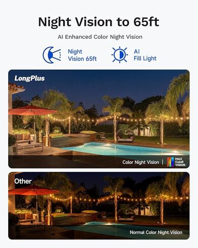 LongPlus Security Camera Outdoor 8MP 4K Pan Tilt WiFi Camera | Auto Tracking, AI Person Detection, Siren Alarm, Two-Way Audio, Color Night Vision 65ft in Saudi Arabia