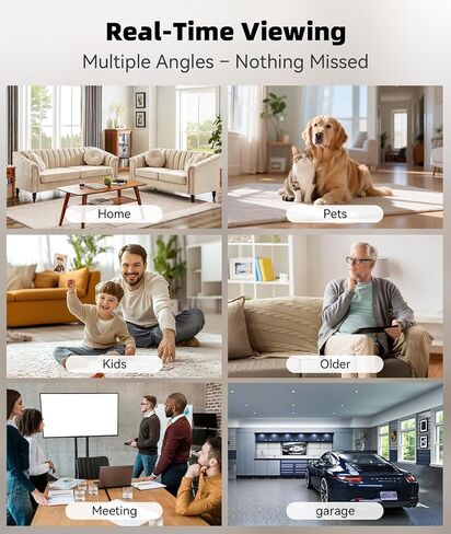 Wireless WiFi Indoor Security Camera with Clock for Home with App Control, Motion Detection, 150° Outdoor Camera with Night Vision & Loop Recording for Office/Shop/Pet/Garage,User-Friendly in Kuwait