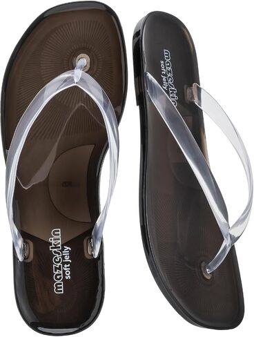 mazeskin Womens Soft Jelly Flip Flops Square Thong Sandals | Waterproof Beach Pool Vacation Summer Non Slip Splash Flexible Casual Transparent Crystal Clear Shoes in Saudi Arabia