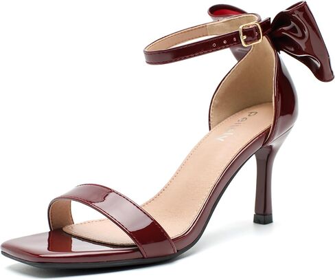 Women's Bow Ankle Strap Kitten Heel Sandals, Open Square Toe, 3-Inch Heel, Summer Dress Shoes in Saudi Arabia