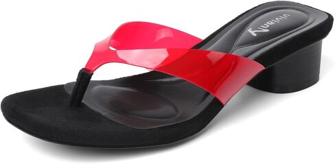 vivianly Women's Suede Low Chunky Block Heel Flip Flops Square Toe Thong Heeled Sandals Casual Slip On Mules for Work Beach Casual Outings in Saudi Arabia