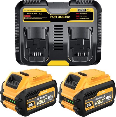 POWTREE 2Pack 9.0Ah Replacement for Dewalt 60V FlexVolt Battery Compatible with Dewalt 20V Battery and Charger DCB609 DCB606 DCB612 DCB200 DCB201 DCB203 DCB204 DCB206 DCB207 DCB209 Cordless Tools in Kuwait