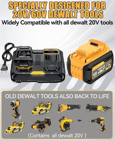 POWTREE 2Pack 9.0Ah Replacement for Dewalt 60V FlexVolt Battery Compatible with Dewalt 20V Battery and Charger DCB609 DCB606 DCB612 DCB200 DCB201 DCB203 DCB204 DCB206 DCB207 DCB209 Cordless Tools in Kuwait