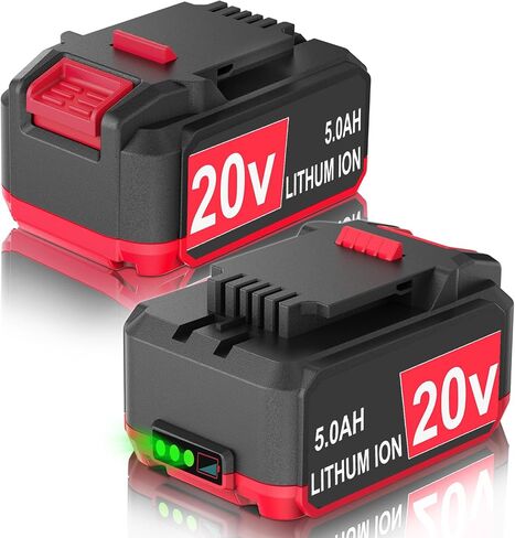 FSKE 5000 مللي أمبير بديل لبطارية ليثيوم باور 20 فولت 1907C-B عبوتين | سعة عالية متوافقة مع أدوات الطاقة Bauer Hypermax 20V 1701C-B 1702C-B 2108C-B 1Pack in Kuwait