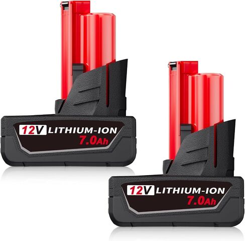 2Packs 7.0Ah 12V Battery Replacement for Milwaukee 12V Battery Lithium Ion Compatible with Milwaukee 12 Volt 48-11-2401 48-11-2402 48-11-2460 48-59-2401 Cordless Power Tools in Kuwait