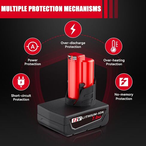 2Packs 7.0Ah 12V Battery Replacement for Milwaukee 12V Battery Lithium Ion Compatible with Milwaukee 12 Volt 48-11-2401 48-11-2402 48-11-2460 48-59-2401 Cordless Power Tools in Kuwait