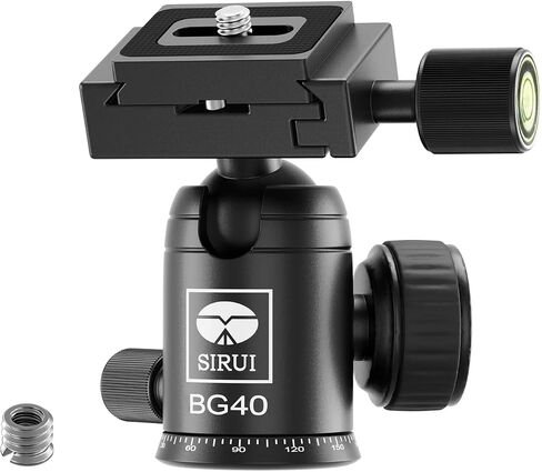 SIRUI AM-40 Low Profile Ball Head, Professional Heavy Duty 40mm Tripod Ball Head, 360° Panoramic CNC Aluminium Alloy Tripod Head for DSLR Camera, Camcorder, Quick Release Plate, Max Load 55lbs/25KG in Saudi Arabia