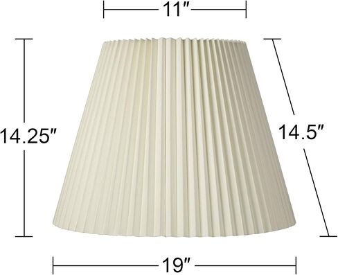 Edie Extra Large Ivory White Pleated Lamp Shade 11x19x14.5 (Spider) | 11" Top x 19" Bottom x 14.25" High x 14.5" Slant Replacement for Table + Floor Lamps Pre-Assembled Harp + Finial in Saudi Arabia