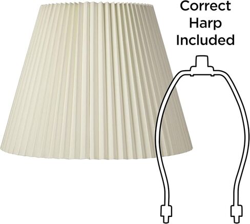 Edie Extra Large Ivory White Pleated Lamp Shade 11x19x14.5 (Spider) | 11" Top x 19" Bottom x 14.25" High x 14.5" Slant Replacement for Table + Floor Lamps Pre-Assembled Harp + Finial in Saudi Arabia