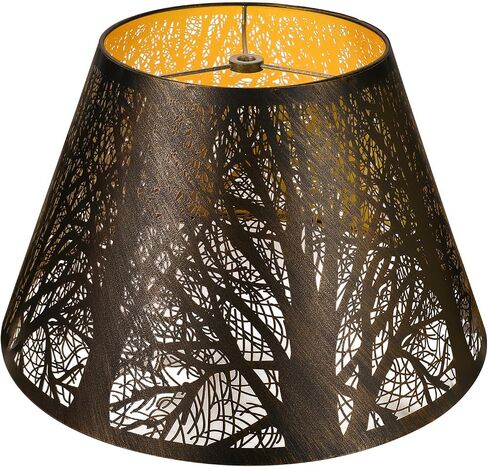 Metal Lamp Shade, Bronze Gold Vintage Lamp Shade, Small Lamp Shades | 7" Top x 13" Bottom x 7.8" High Spider Fitter, Barrel Lampshade with Pattern of Trees Lampshades for Table Lamp in Saudi Arabia