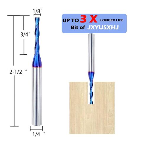 VIC008 CNC Spiral Router Bit with Up Cut Solid Carbide End Mill Bit for Custom Furniture, High Precision Cutting, Plunging (1/4S*1/8D*3/4CL*2-1/2OVL) in Kuwait