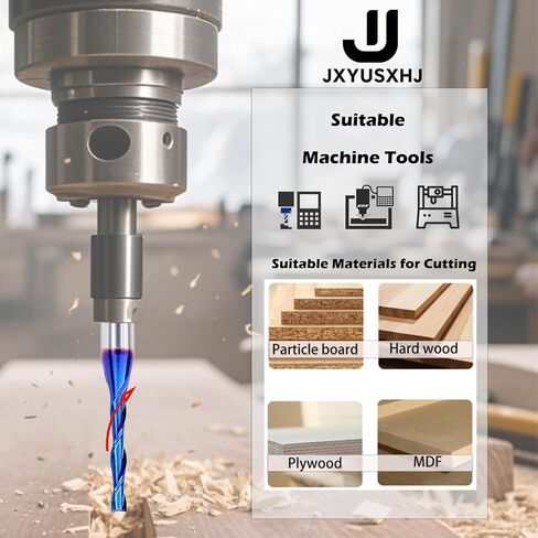 VIC008 CNC Spiral Router Bit with Up Cut Solid Carbide End Mill Bit for Custom Furniture, High Precision Cutting, Plunging (1/4S*1/8D*3/4CL*2-1/2OVL) in Kuwait