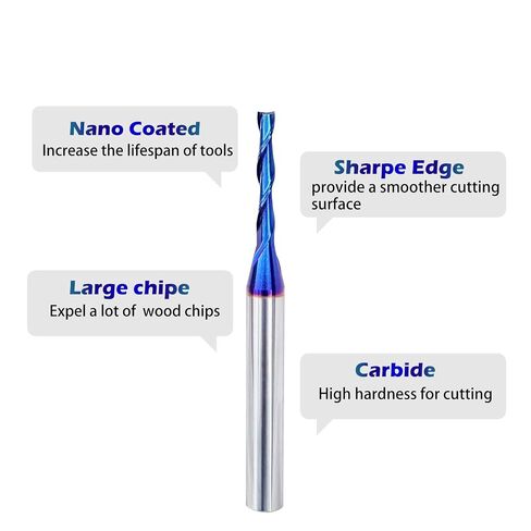 VIC008 CNC Spiral Router Bit with Up Cut Solid Carbide End Mill Bit for Custom Furniture, High Precision Cutting, Plunging (1/4S*1/8D*3/4CL*2-1/2OVL) in Kuwait