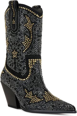 AZALEA WANG Scott Rhinestone Cowboy Boots for Women in Kuwait