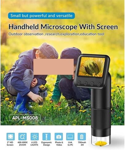 Microscope, Microscope, HD Digital, Pocket with 2-inch LCD Screen USB Laboratory Equipment,for Homeschool Lab in Kuwait