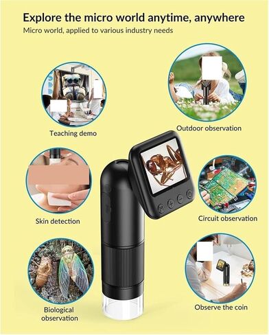 Microscope, Microscope, HD Digital, Pocket with 2-inch LCD Screen USB Laboratory Equipment,for Homeschool Lab in Kuwait