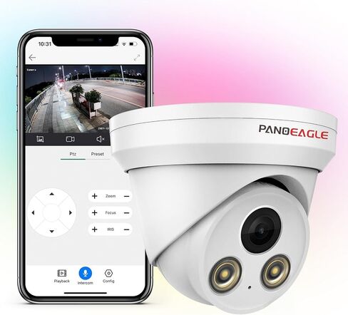 PANOEAGLE 8MP Security POE Camera, 4K IP Camera Outdoor with Human/Vehicle Detection, 24/7 Full Color Night Vision, Built-in Mic, 2.8mm Fixed F1.0 Lens, IP67 Waterproof(PG2383C-28) in Saudi Arabia