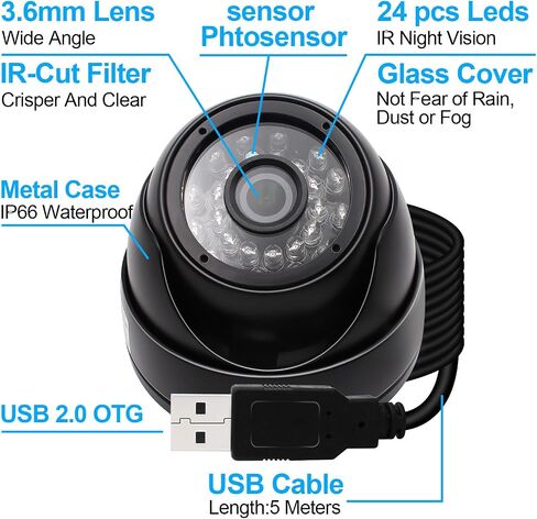 MMlove USB Dome Camera, 720P Waterproof Night Vision with IR-Cut Filter in Kuwait
