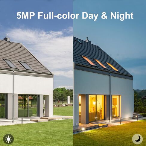 5MP Full Color PoE IP Security Camera with F1.0 Aperture for House, Outdoor | Human/Vehicle Detection, SD Card Slot, 100ft Night Vision, Two Way Talk IP Camera, IP66 Waterproof Security Cameras Outdoor in Kuwait