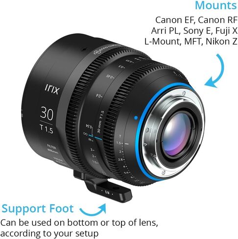 Irix Cine 30mm T1.5 Lens for Canon RF Mount Cameras | Military Certified for Humidity and Freezing Rain/Icing | Compatible with Magnetic Filters | Distance Scale in Feet in Kuwait