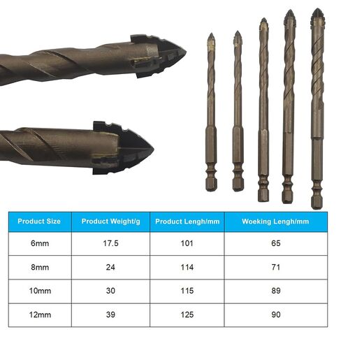 10 Pcs Four-Flute Sawtooth Eccentric Drill Bit Set, High-Performance Alloy Steel Drill Bits with Hex Shank for Stone, Glass, Concrete, Wood, Brick & Metal Drilling (6/8/10/12mm) in Kuwait