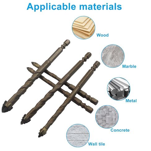 10 Pcs Four-Flute Sawtooth Eccentric Drill Bit Set, High-Performance Alloy Steel Drill Bits with Hex Shank for Stone, Glass, Concrete, Wood, Brick & Metal Drilling (6/8/10/12mm) in Kuwait
