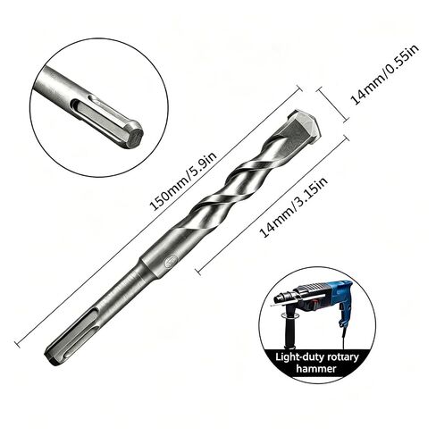 14mm x 150mm Masonry Drill Bit, Carbide Tipped Rotary Hammer Bit | 10mm Round Shank, Impact Concrete Drill Bit for SDS Impact Drill in Kuwait