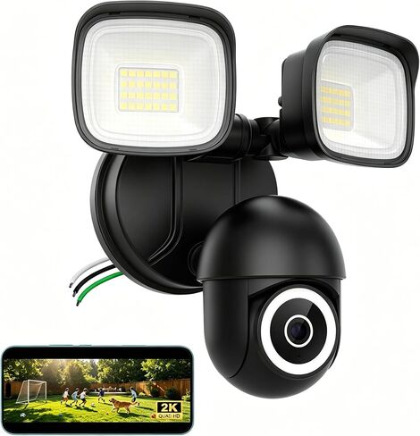 2K Floodlight Camera, 360° PTZ 3500LM Hardwired Security Cam | AI Detection and Tracking, Color Night Vision, 24/7 Recording, 5G/2.4G WiFi, Siren, 2-Way Talk, IP65, Work with Alexa in Kuwait