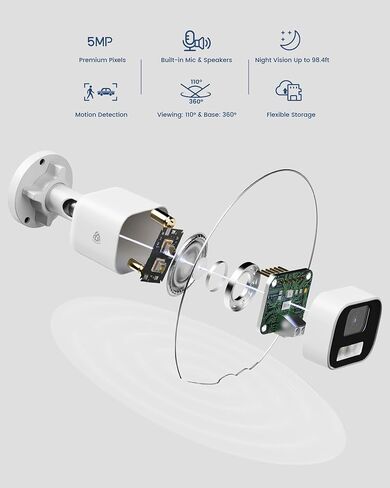 4PCS 5MP PoE Add-on Security Camera, Human & Vehicle Detection | Human & Vehicle Detection, Full Color Night Vision, 2-Way Audio, Only Compatible with AKINGUAR NVR in Saudi Arabia