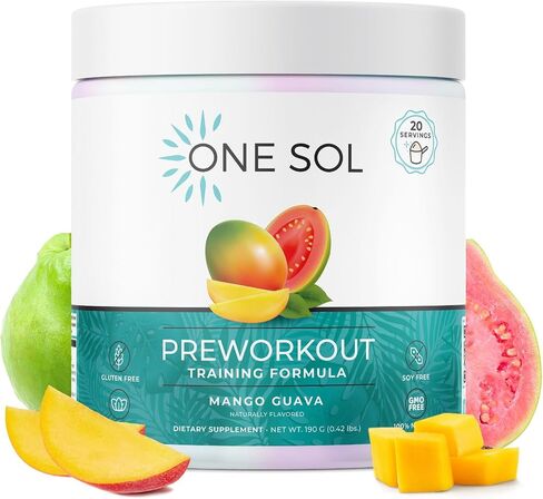One Sol Women's Pre-Workout for Energy, Pump & Focus, Mango Guava | Vegan pre-workout formula for energy, pump and focus support; gluten- and soy-free. in Kuwait