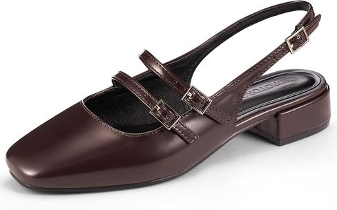 Closed Square Toe Mary Jane Slingback Pumps for Women Work Dress in Saudi Arabia