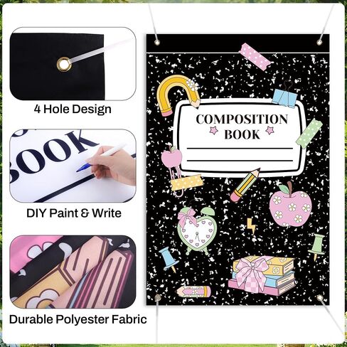 Back to School Backdrop 79 x 53 Inch Composition Notebook Backdrop First Day of School Decorations for Classroom, Bulletin Board, Office Welcome Back Party Supplies in Saudi Arabia