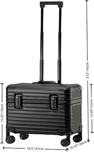 Full Aluminum Rolling Camera Bag 18" Carry on | Detachable wheels, TSA locks, adjustable dividers, lightweight aluminum luggage, fits 17" laptop for commercial photography in Kuwait