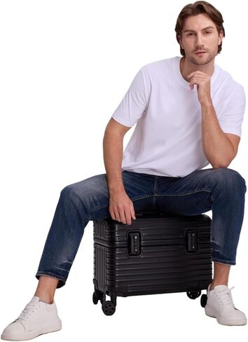Full Aluminum Rolling Camera Bag 18" Carry on | Detachable wheels, TSA locks, adjustable dividers, lightweight aluminum luggage, fits 17" laptop for commercial photography in Kuwait