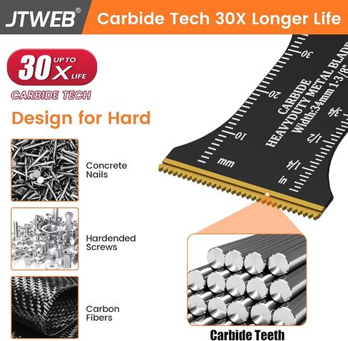 3PCS Carbide Oscillating Tool Blades, Carbide Oscillating Saw Blades Multitool Blades Heavy Duty for Hard Material, Hardened Metal, Steel Nails, Bolts, Screws, Universal Multi Tool Blades Kits in Saudi Arabia