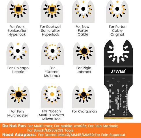 3PCS Carbide Oscillating Tool Blades, Carbide Oscillating Saw Blades Multitool Blades Heavy Duty for Hard Material, Hardened Metal, Steel Nails, Bolts, Screws, Universal Multi Tool Blades Kits in Saudi Arabia