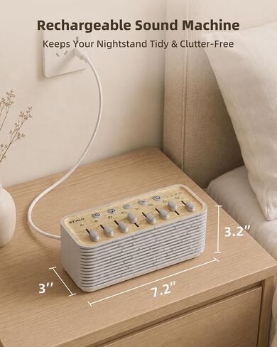 White Noise Sound Machine for Sleep, 255+ Natural Sound Combinations | Gifts for Women, Breathing Night Light with Sleep Timer, Volume Control, Rechargeable Bluetooth Speaker, Bedroom Kids Adults in Saudi Arabia