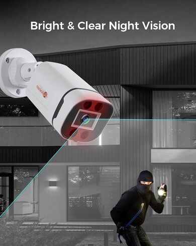 كاميرا أمان سلكية 1080 بكسل، كاميرا CCTV إضافية للمراقبة DVR | كاميرا AHD/TVI/CVI/CVBS 4 في 1 بديلة تناظرية، مقاومة للماء IP67، رؤية ليلية بالأشعة تحت الحمراء 80 قدمًا، استخدام داخلي خارجي in Saudi Arabia